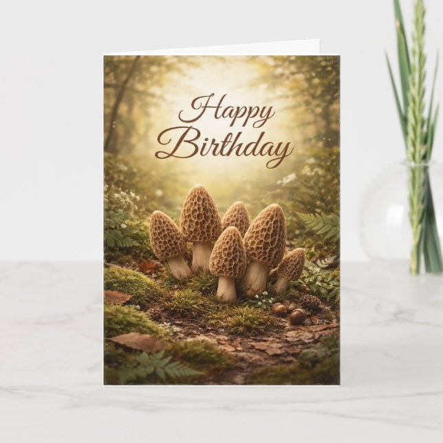 Woodland Morel Birthday Karte (Vorderseite)