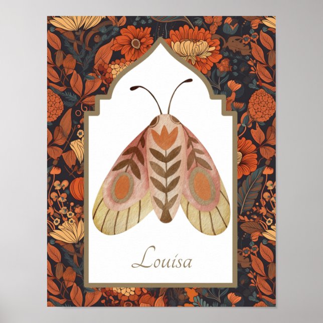 Woodland Moth Earthy Floral Wall Art Poster (Vorne)
