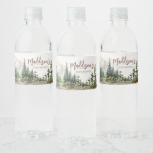 Woodland Mountain Baby Dusche Wasserflaschenetikett