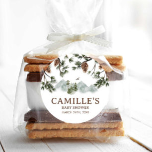 Woodland Mountains Boy Baby Dusche Runder Aufkleber