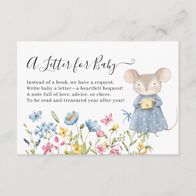 Woodland Mouse Floral ein Brief an die Kinderdusch Begleitkarte (Vorderseite)