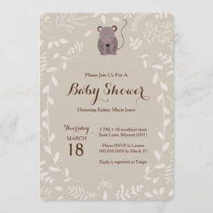 Woodland Mouse Kinderdusche Einladung