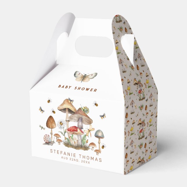 Woodland Mushroom Baby Dusche Gefallen Schachtel m Geschenkschachtel (Rückseite)