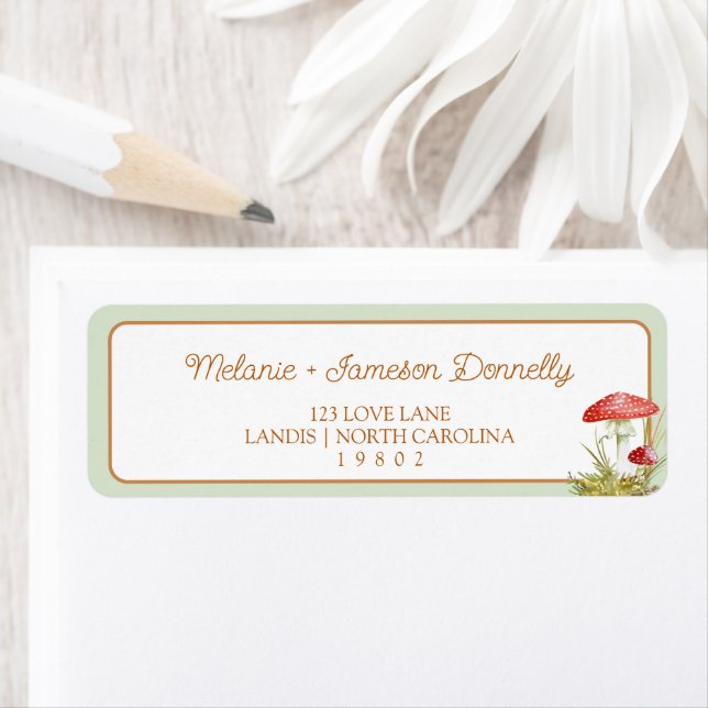 Woodland Mushroom Baby Dusche Rücksendeadresse (Insitu)