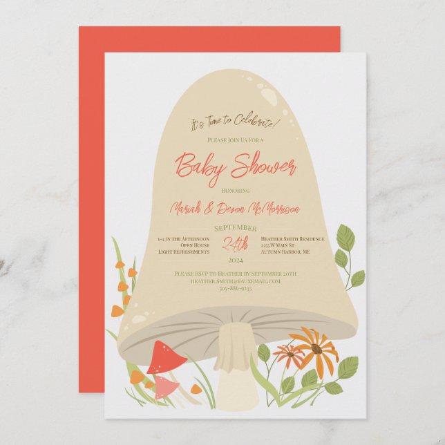 Woodland Mushroom Baby Shower Einladungen (Vorne/Hinten)