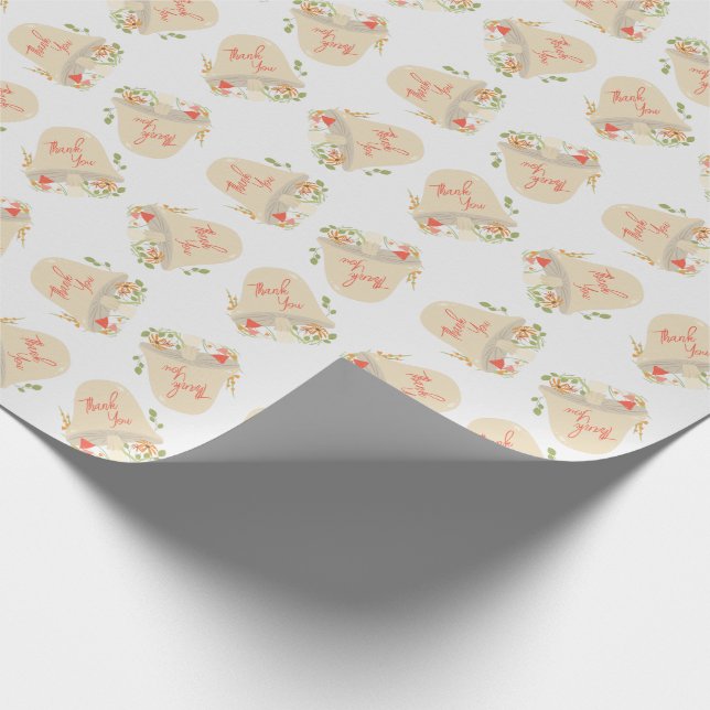 Woodland Mushroom Babydusche Danke Geschenkpapier (Ecke)