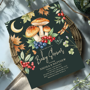 Woodland Mushroom Babydusche Einladung