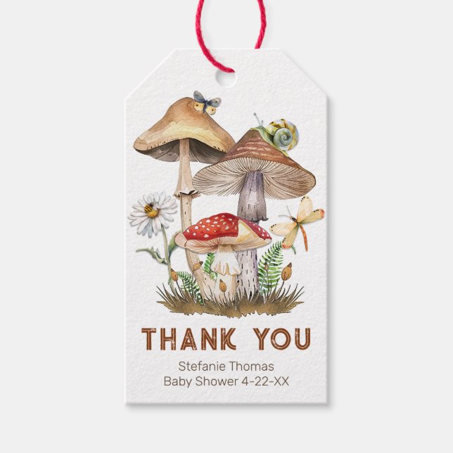 Woodland Mushroom Kinderdusche Danke für die Gesch Geschenkanhänger (Vorderseite)