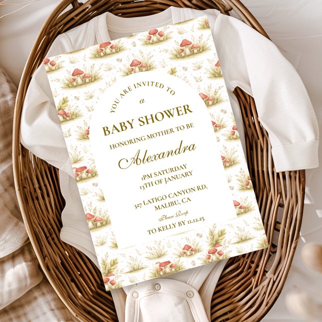 Woodland Mushroom Storybook Baby Shower Einladung (Von Creator hochgeladen)