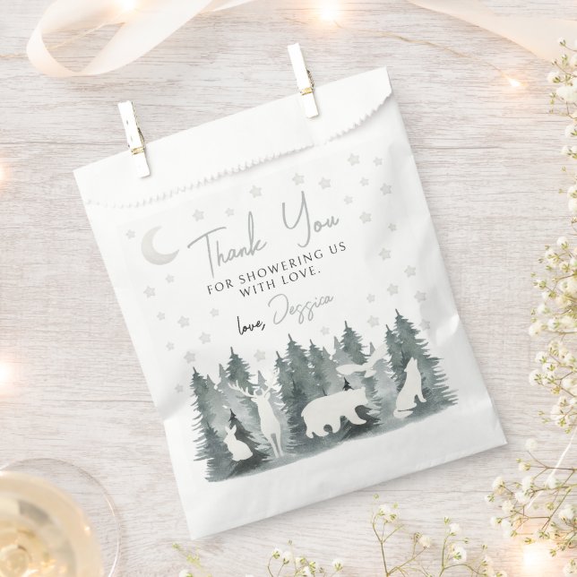 Woodland neuronale Babydusche Danke für Taschen Geschenktütchen (Ausgeschnitten)