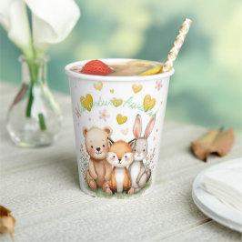 Woodland Neutral Party Pastel Yellow Hearts Pappbecher