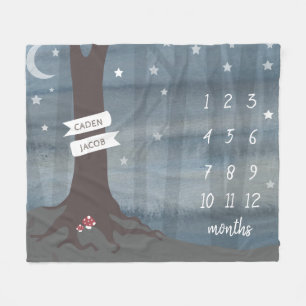 Woodland Night Baby Milestone Fleece