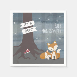 Woodland Night Fox Boy Baby Dusche Serviette