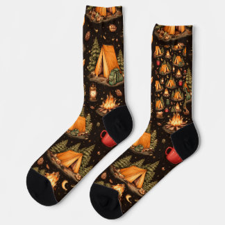Woodland Nights Camping Pattern Socks Socken