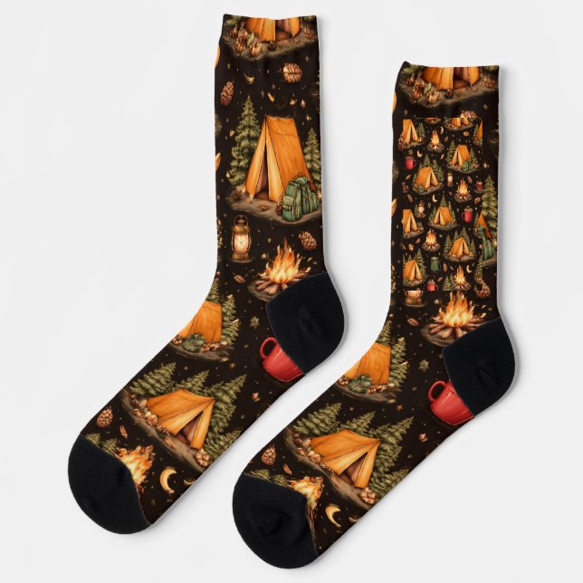 Woodland Nights Camping Pattern Socks Socken (Linkes Detail)