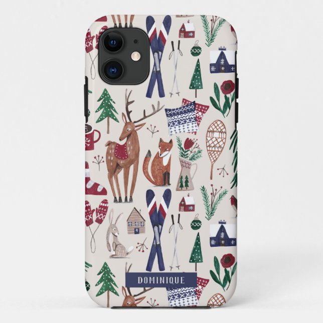 Woodland Nordic apres-ski Weihnachtsweihnachtsdruc Case-Mate iPhone Hülle (Rückseite)