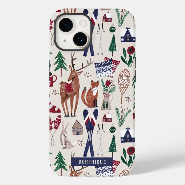 Woodland Nordic apres-ski Weihnachtsweihnachtsdruc Case-Mate iPhone Hülle (Rückseite)