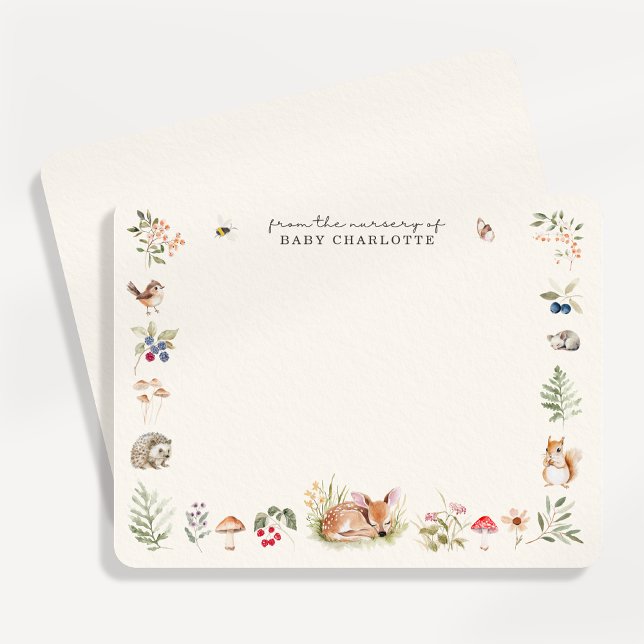 Woodland Nursery Stationery Note Card Ankündigung (Von Creator hochgeladen)