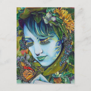 Woodland Nymph und Butterfly Friend Postkarte