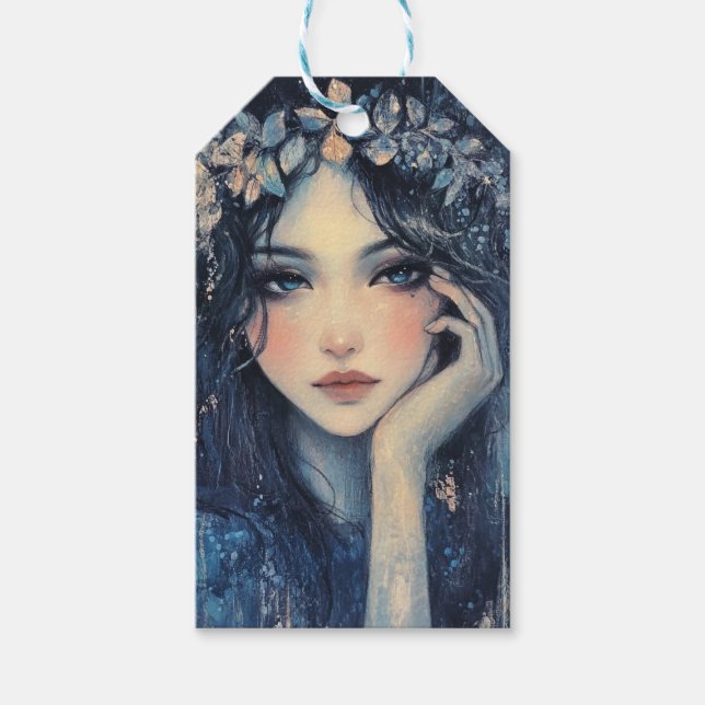 Woodland Nymph-Verzauberungsdekoupage Geschenkanhänger (Vorderseite)