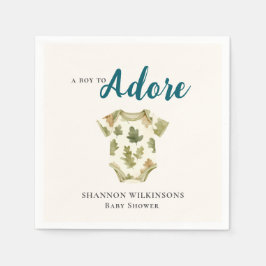 Woodland Oak Leaf "Adore" Baby Shower Napkin Serviette