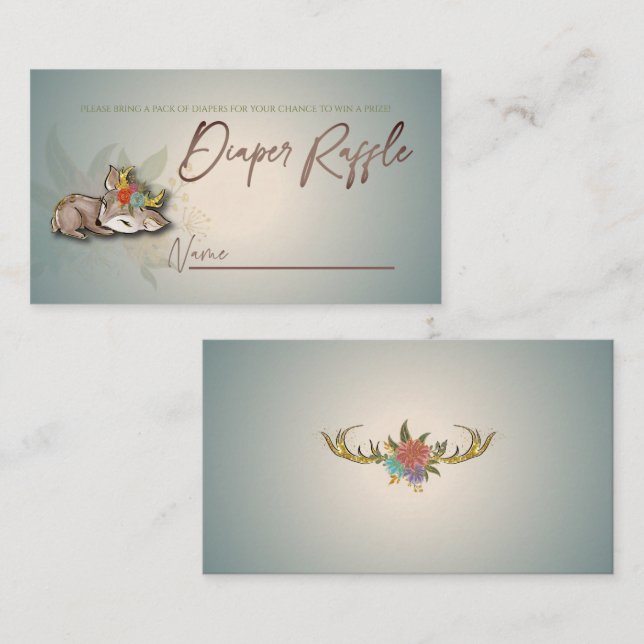 Woodland Oh Baby Deer Animals Windeln Raffel Begleitkarte (Vorne/Hinten)