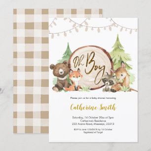Woodland Oh Boy Baby Dusche Einladung
