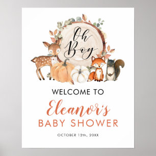 Woodland Oh Boy Pumpkin Baby Dusche Begrüßungszeic Poster