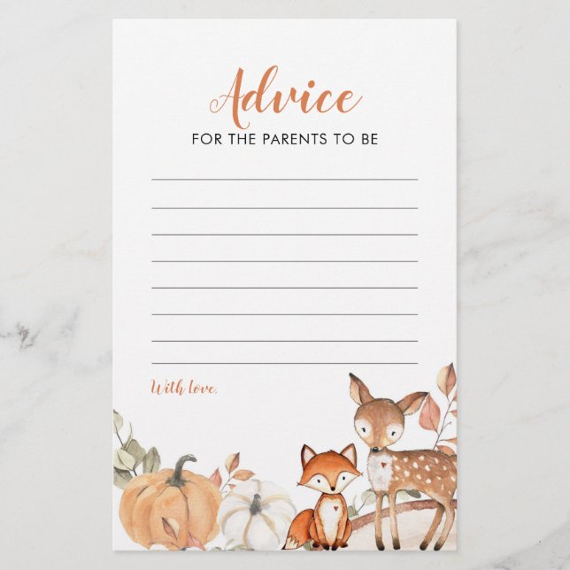 Woodland Oh Boy Pumpkin Baby Showcard (Vorderseite)