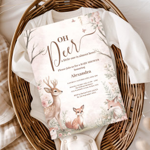 Woodland Oh Deer Mädchen Baby Shower Einladung