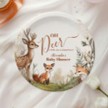 Woodland Oh Deer Theme Baby Dusche Pappteller<br><div class="desc">Lassen Sie sich mit den Baby Shower Paper Tellern von Woodland "Oh Deer" noch verzaubern! Die reizenden Teller sind von einem süßen Hirsch umgeben, umgeben von zarten Blumen, Grünpflanzen und skurrilen Waldelementen. Mit sanften, erdigen Grüntönen, Braun und dezenten Pastelltönen bringen sie eine gemütliche, rustikale Touch in Ihre Feier und ergänzen...</div>