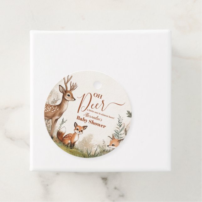 Woodland Oh Deer Theme Baby Shower Geschenkanhänger (Beispiel)