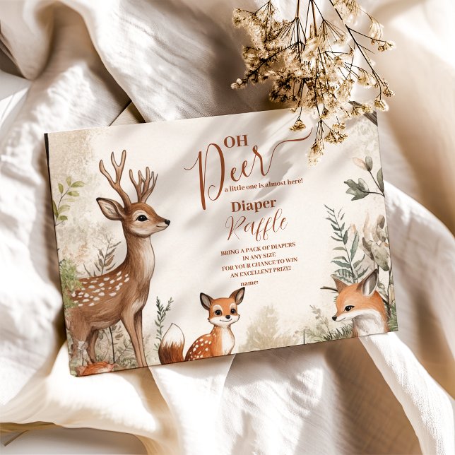 Woodland Oh Deer Theme Diapper Raffle Begleitkarte (Von Creator hochgeladen)
