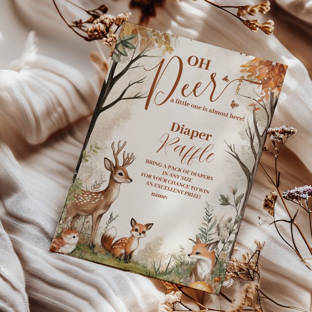 Woodland Oh Deer Theme Diapper Raffle Begleitkarte (Von Creator hochgeladen)