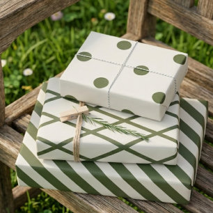 Woodland Olive Cream Rustic 3er Pack   Geschenkpapier Set