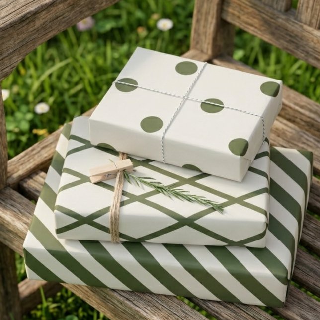 Woodland Olive Cream Rustic 3er Pack   Geschenkpapier Set (Von Creator hochgeladen)
