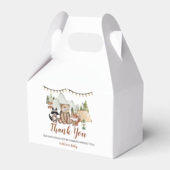 Woodland One Happy Camper Erster Geburtstag Geschenkschachtel (Vorderseite)