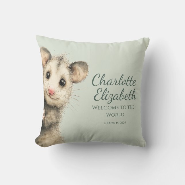 Woodland Opossum Baby Kissen (Vorderseite)