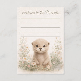 Woodland Otter Baby Shower Advice to Parents Cards Mitteilungskarte