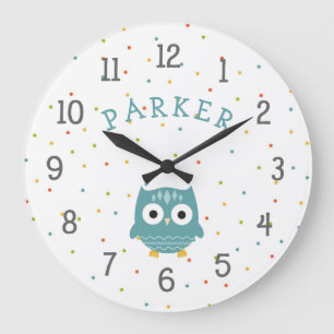 Woodland Owl Baby Kinderzimmer Uhr mit Namen