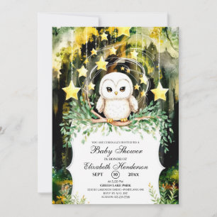 Woodland Owl Babydusche Einladung