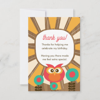 Woodland Owl First Birthday Thank you  – One Year  Dankeskarte