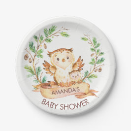 Woodland OWLS Babydusche 7" Platten Pappteller