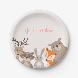 Woodland Paper Tellers Baby Dusche Tiere Fox Bär Pappteller