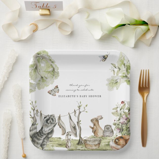 Woodland Picnic | Baby - Dusche für Waldtiere Pappteller (Hochzeit)