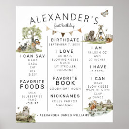 Woodland Picnic | Wald 1. Geburtstag Meilenstein Poster