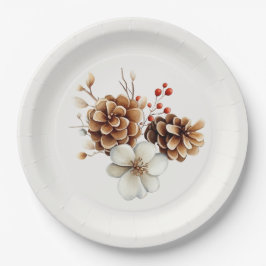 Woodland Pinecone and Cranberry  Pappteller