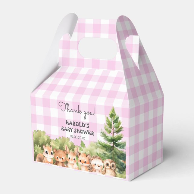 Woodland Pink Baby Girl Dusche Geschenkschachtel (Vorderseite)