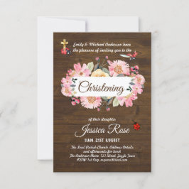 Woodland Pink Floral Christening laden Taufen ein
