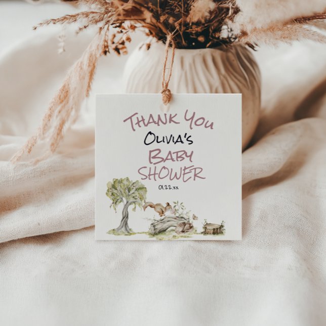 Woodland Pink Girl Wild Forest Animal Baby Dusche Geschenkanhänger (Von Creator hochgeladen)